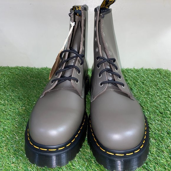 Dr. Martens 1460 BEX Smooth Leather Platform Boots Khaki Grey Men's Size 14 NEW - Picture 2 of 8